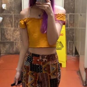 Yellow Ruffle Edge Crop Top